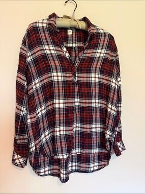 GAP Red, Black & White Plaid Button-Down Shirt